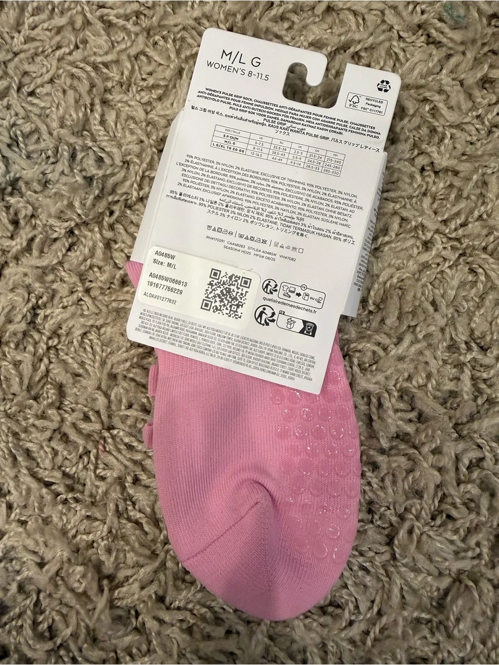 Alo Yoga Women's Pulse Grip Sock - Pink size M/L